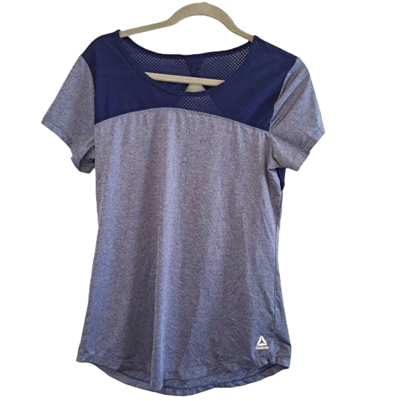 Reebok Blue Athletic Workout Shirt Cutout Size Medium - Picture 1 of 4